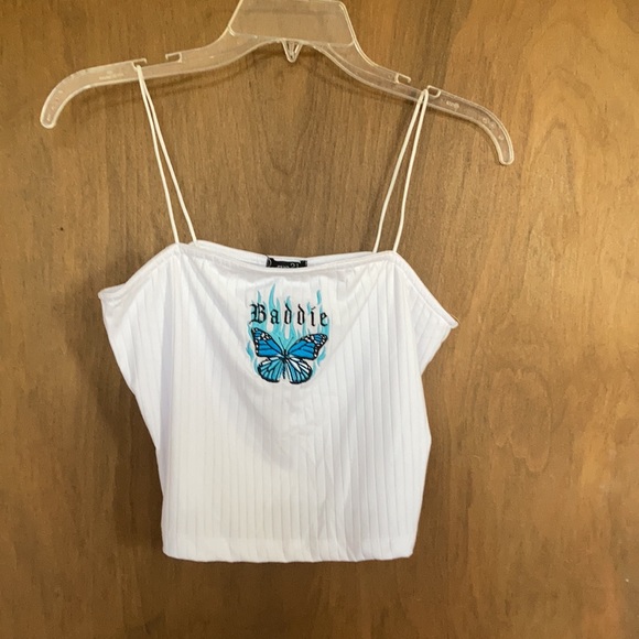 Relisted Rue21 top embroidered baddie butterfly white ribbed top casual summer - Picture 10 of 12